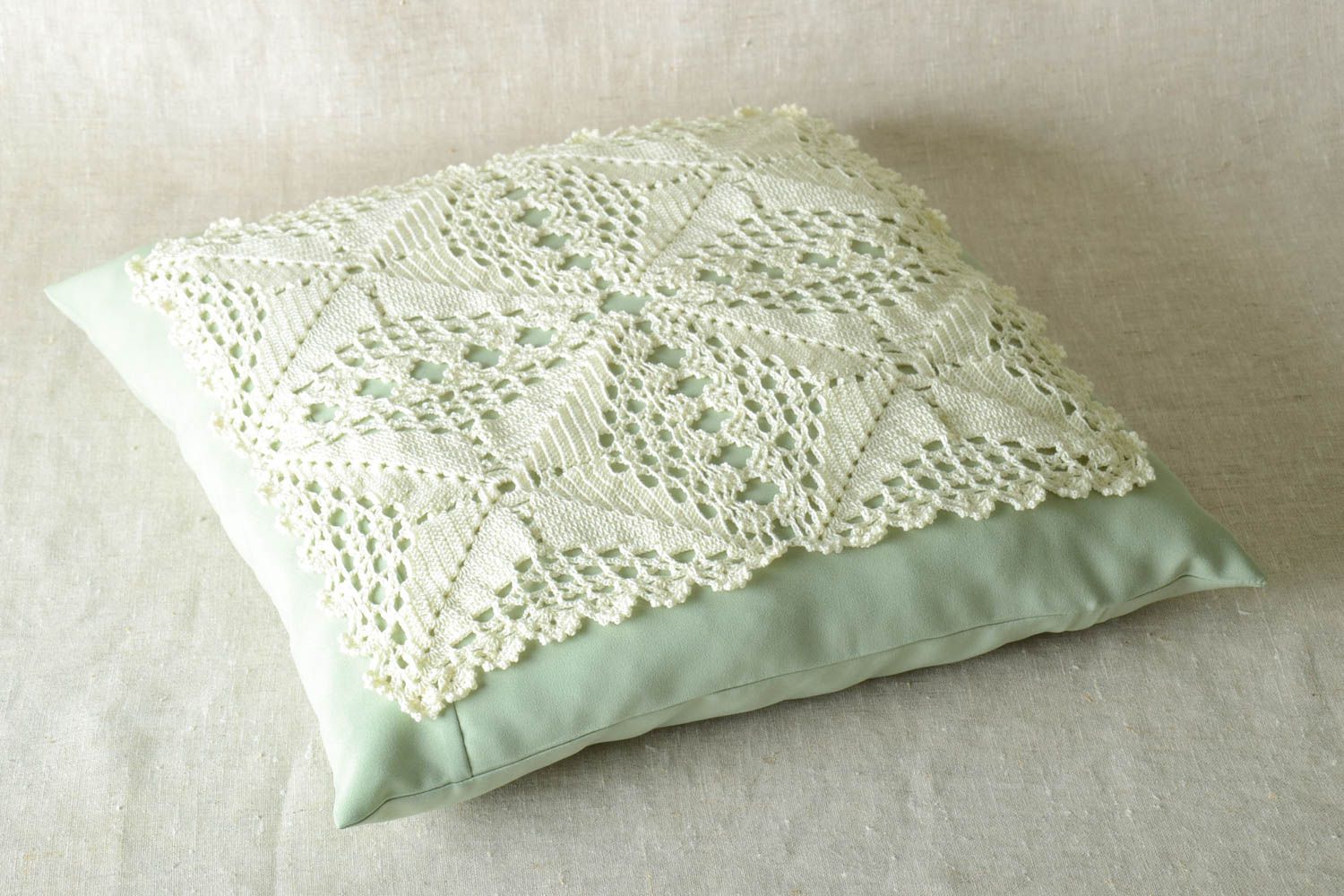 Handmade crocheted cushion case decorative pillow case bedroom decor couch decor photo 1