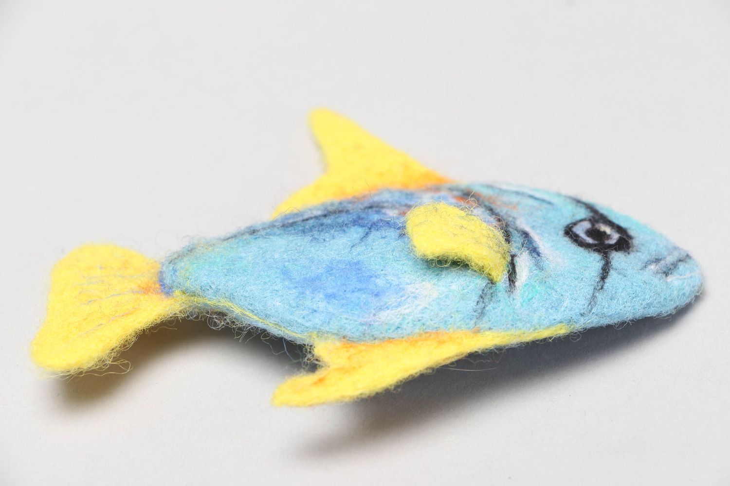 Felted wool brooch-hair clip in the shape of fish photo 2