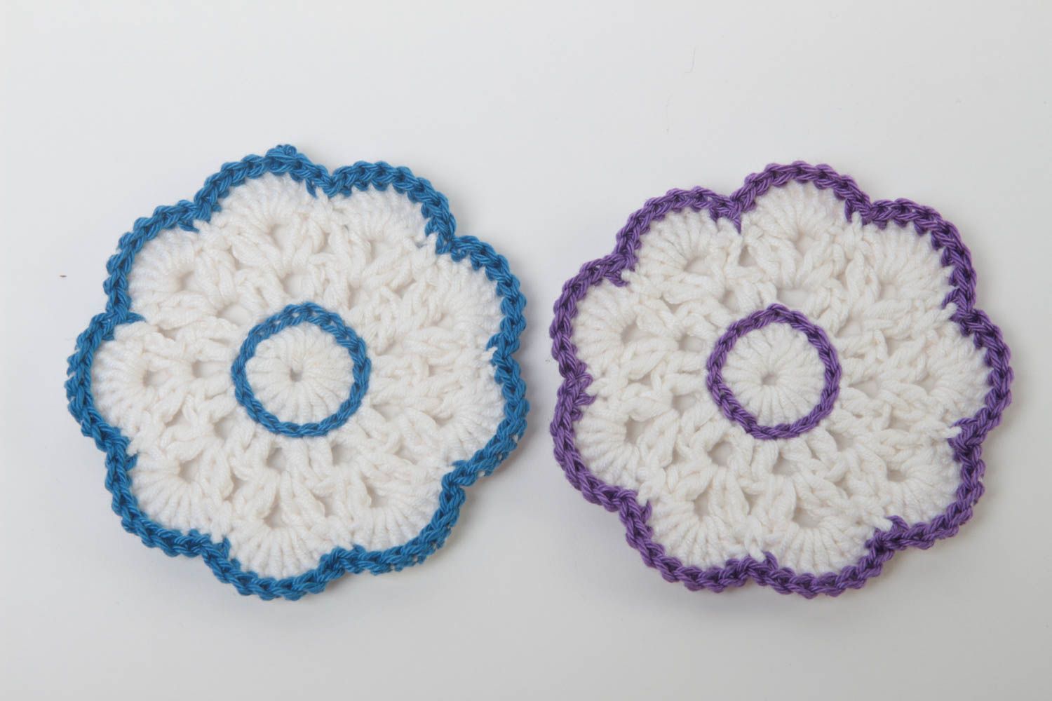Set of 2 handmade crochet coasters hot pads home textiles kitchen design photo 2