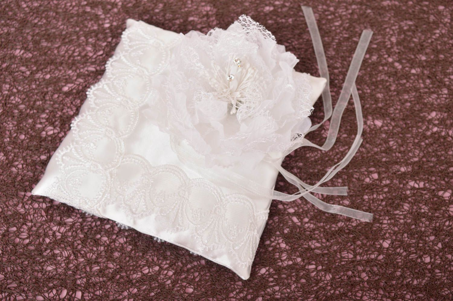 Свадебный аксессуар хэнд мэйд нарядная подушечка для колец атрибут для свадьбы фото 1