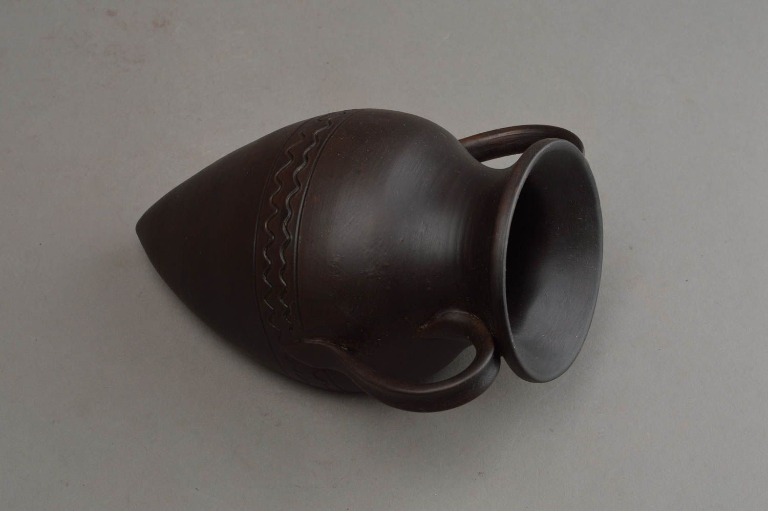 Wall hanging dark brown ceramic pitcher decor 4, 1,19 lb photo 3