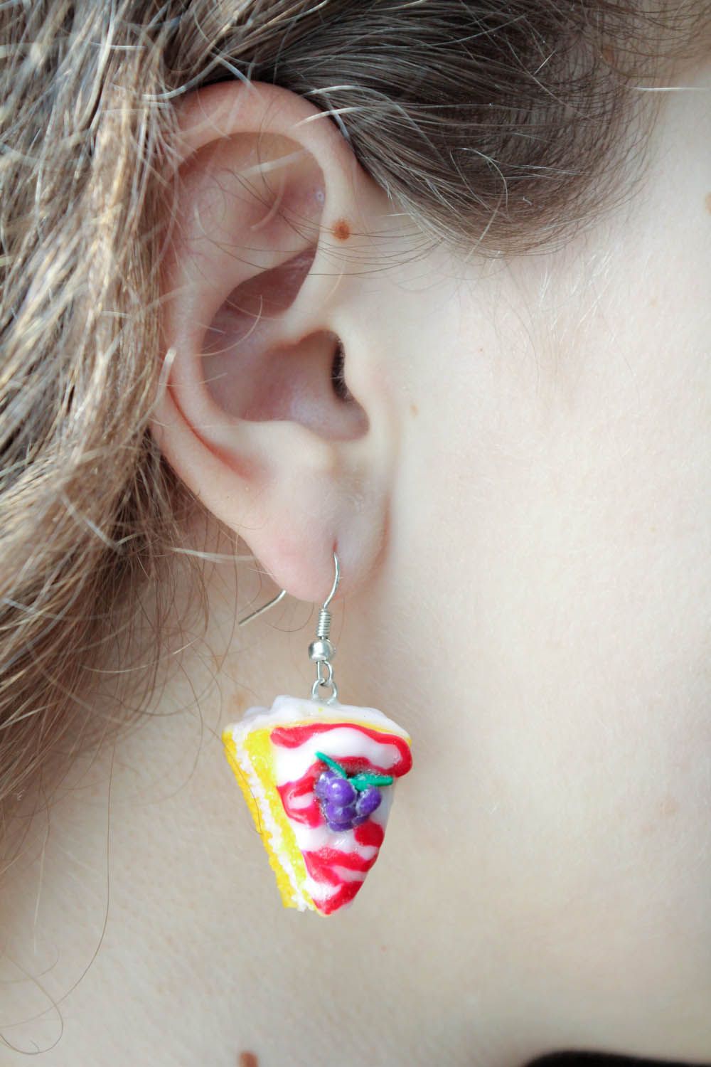 Handgemachte Ohrringe aus Polymer Ton Torte foto 1
