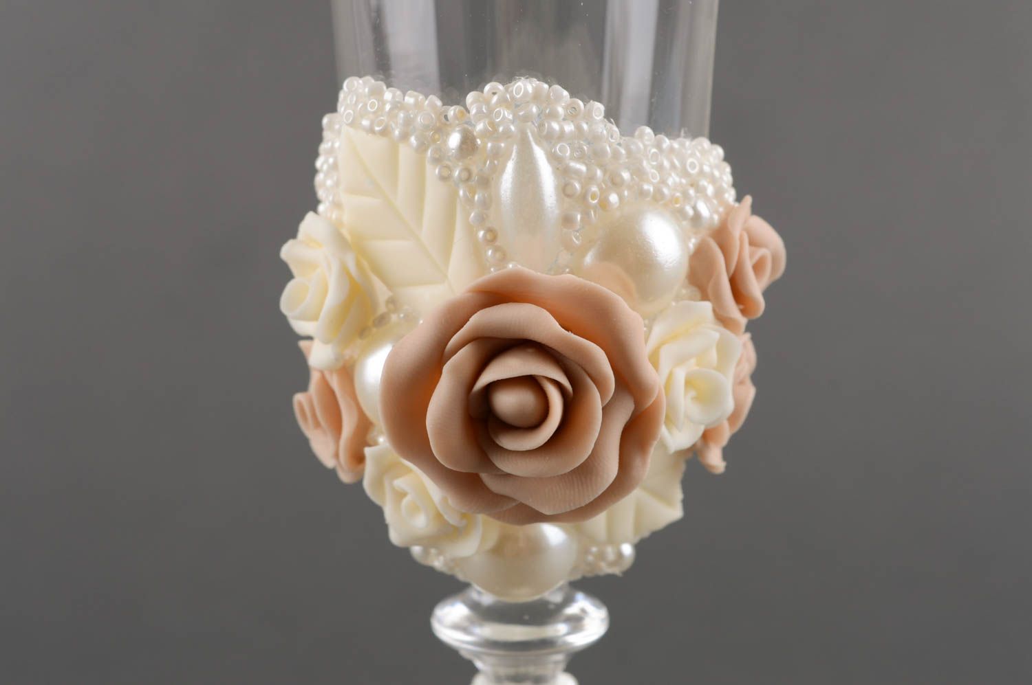 Flûtes à champagne faites main Vaisselle en verre décorées Cadeau mariage 2 pcs photo 3