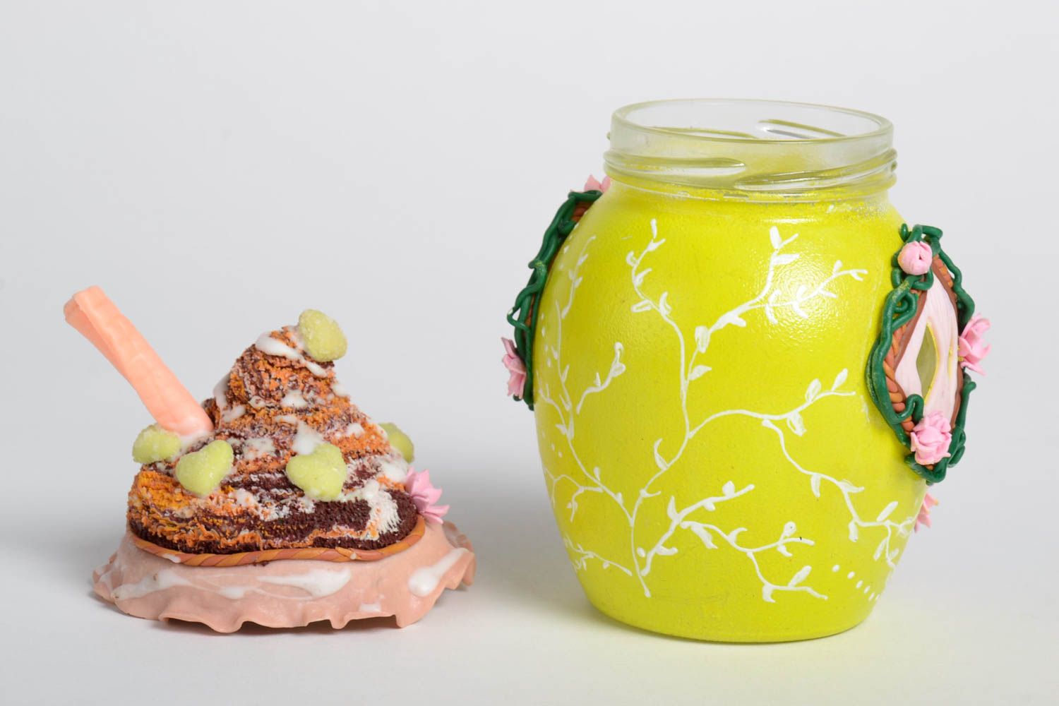 15 oz handmade jar with a lid in lime color and in the shape of milkshake 0,7 lb photo 3