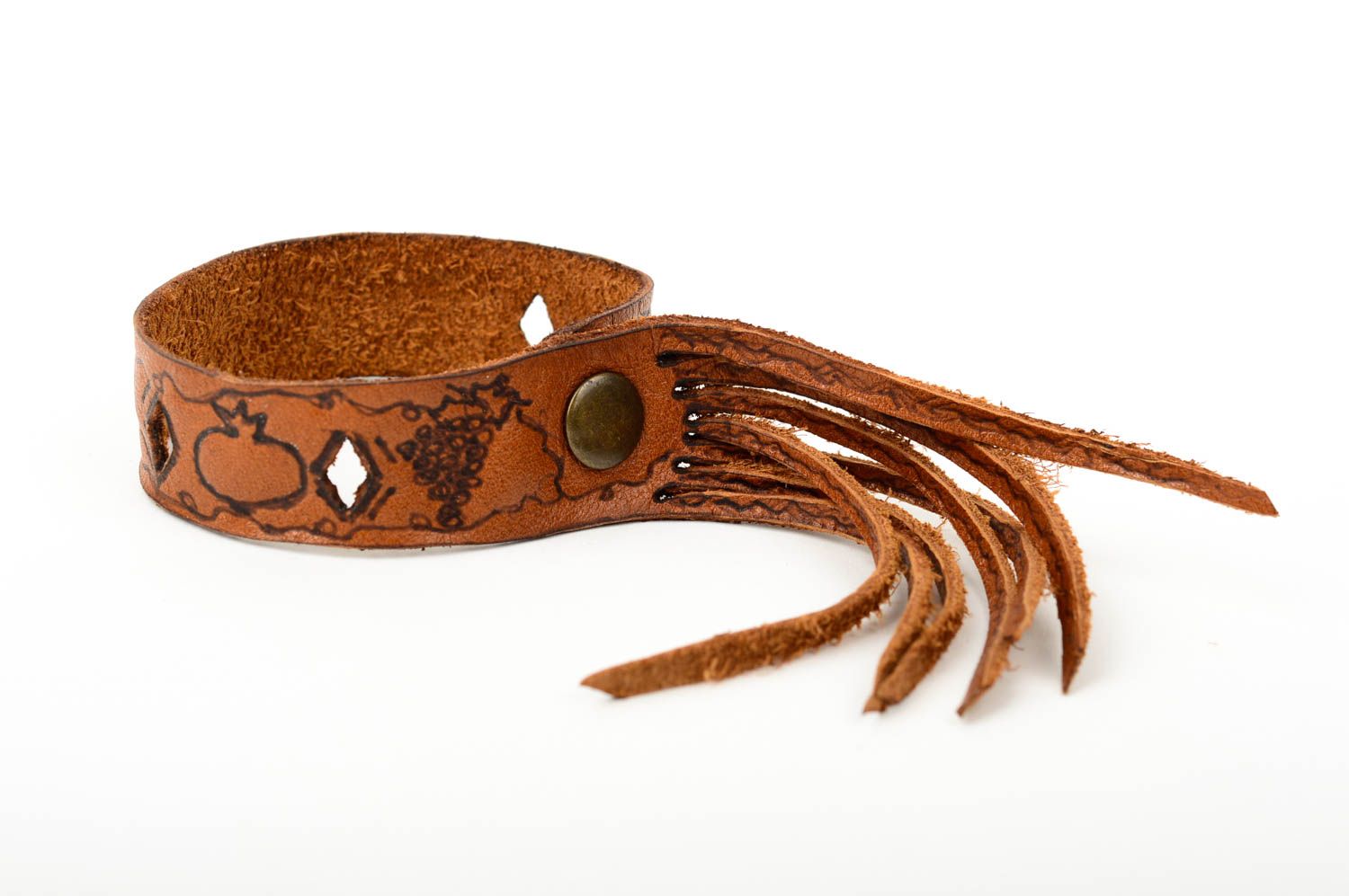 Pulsera de cuero hecha a mano regalo original brazalete artesanal color marrón foto 2