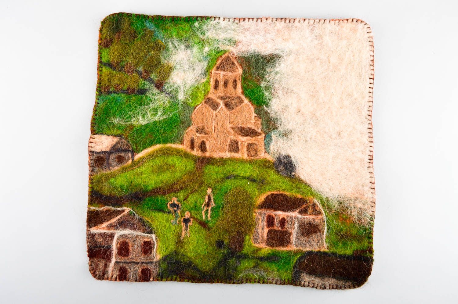 Tableau en laine feutrée fait main Déco murale originale Cadeau de crémaillère photo 1