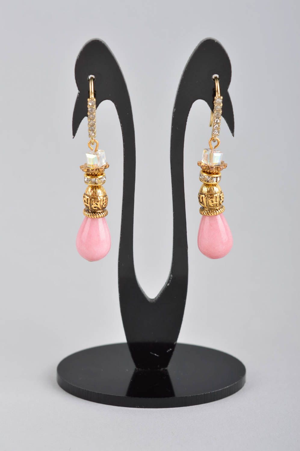 Designer Schmuck Handmade Ohrringe ausgefallener Ohrschmuck Damen Ohrringe rosa foto 2