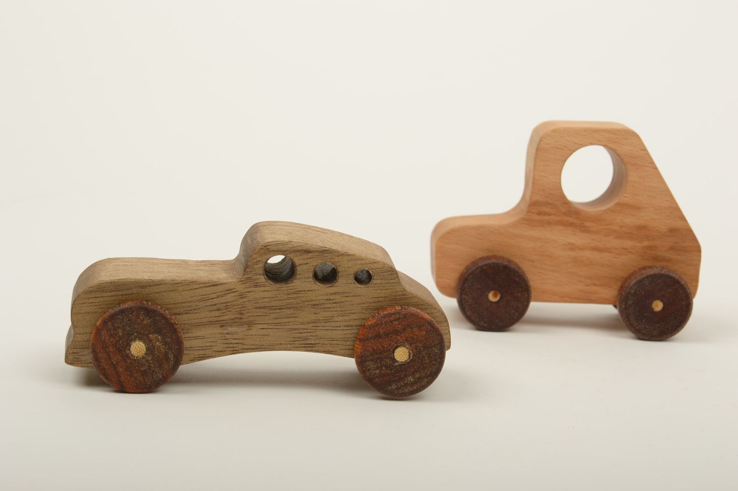 Jouets voitures en bois naturel faits main 2 pièces Cadeau pour enfant photo 3