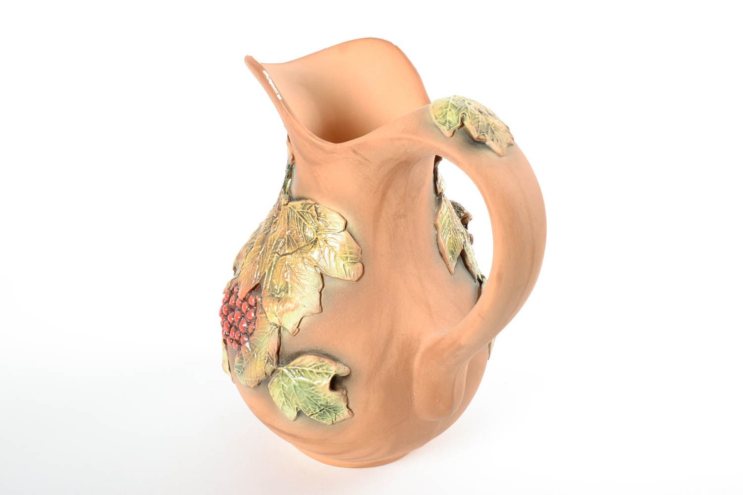 Large 100 oz ceramic wine pitcher jug with grape pattern 4,13 lb photo 4