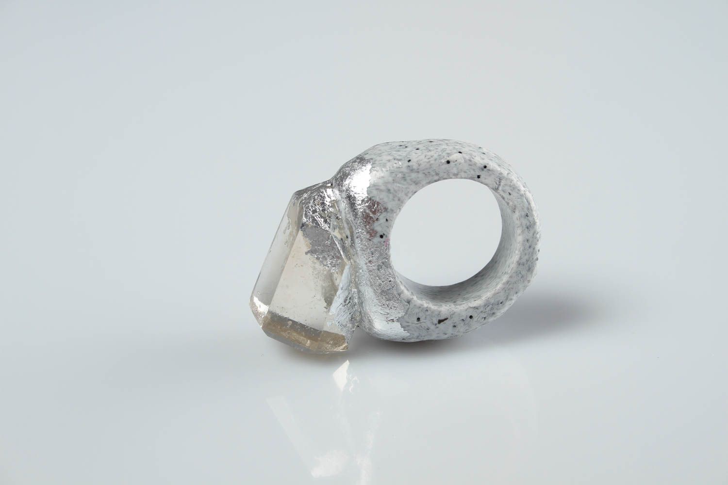 Кольцо ручной работы украшение из полимерной глины украшение кольцо с камнем фото 5