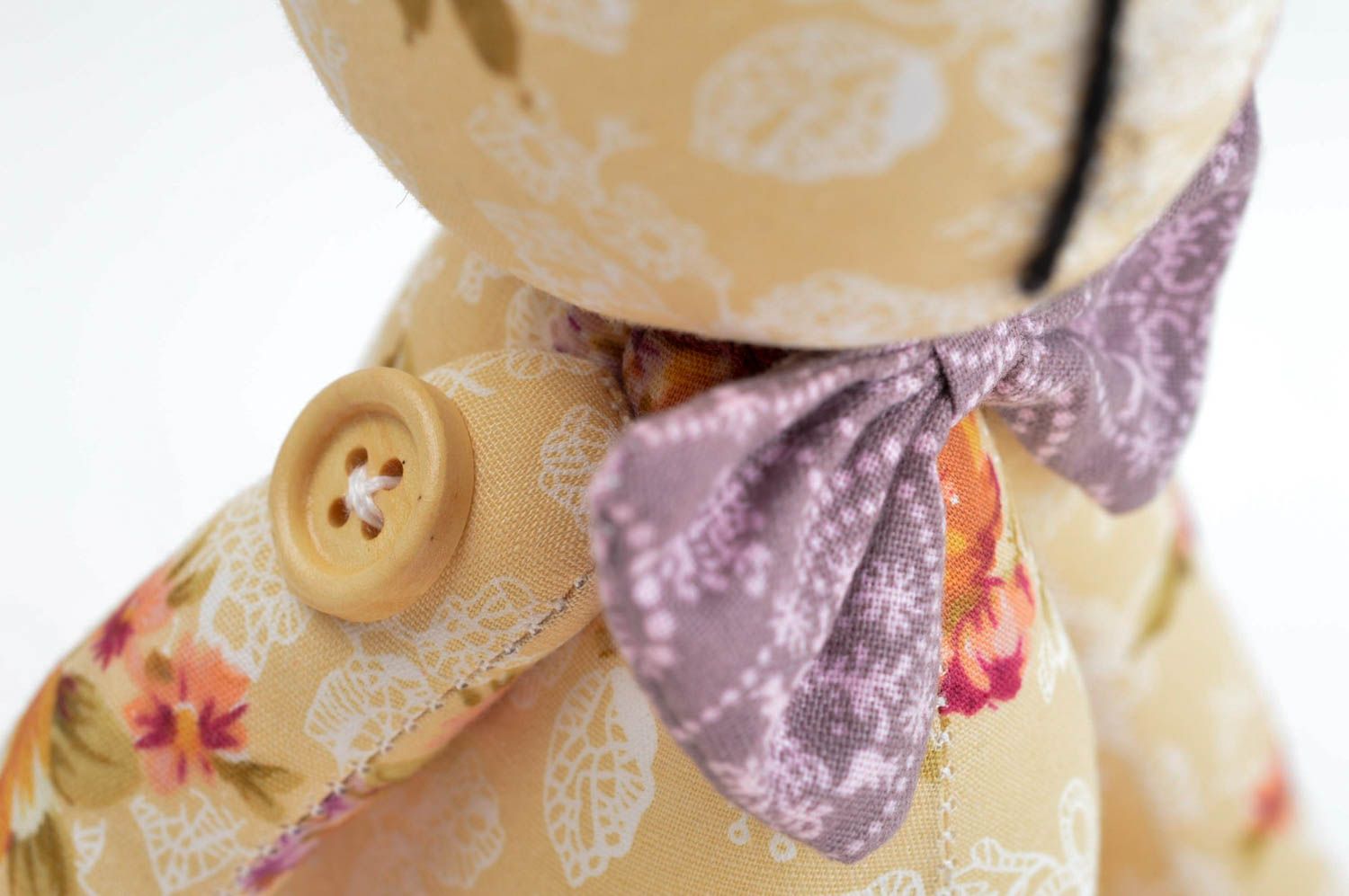 Jouet ours à fleurs Peluche faite main design avec noeud Cadeau pour enfant photo 4