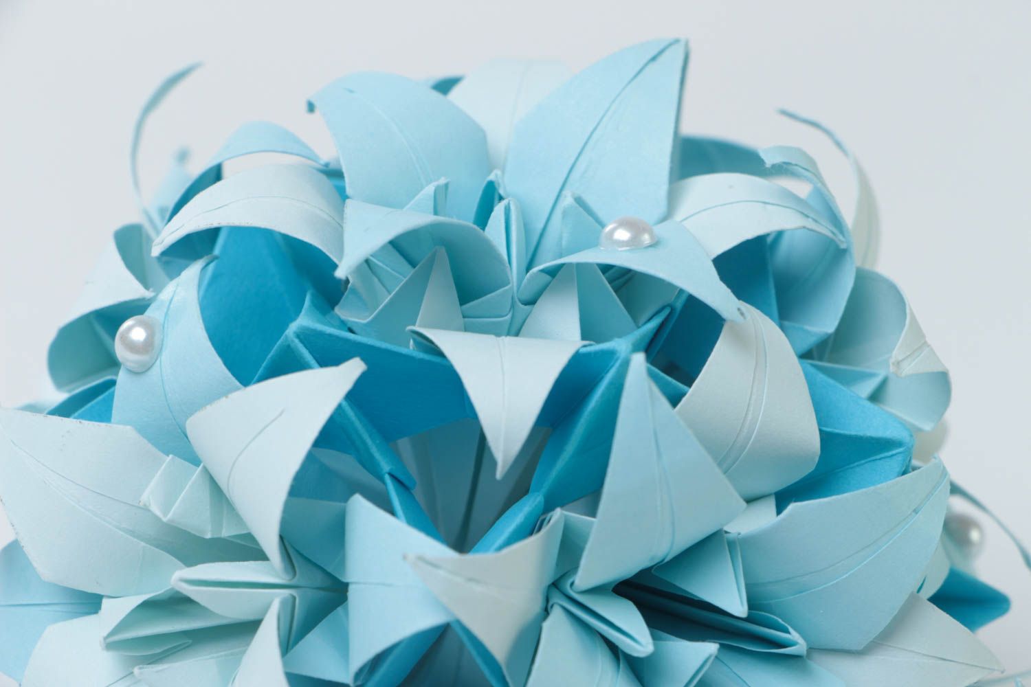 Интерьерная подвеска в технике бумажной пластики хэнд мэйд голубой шар фото 3