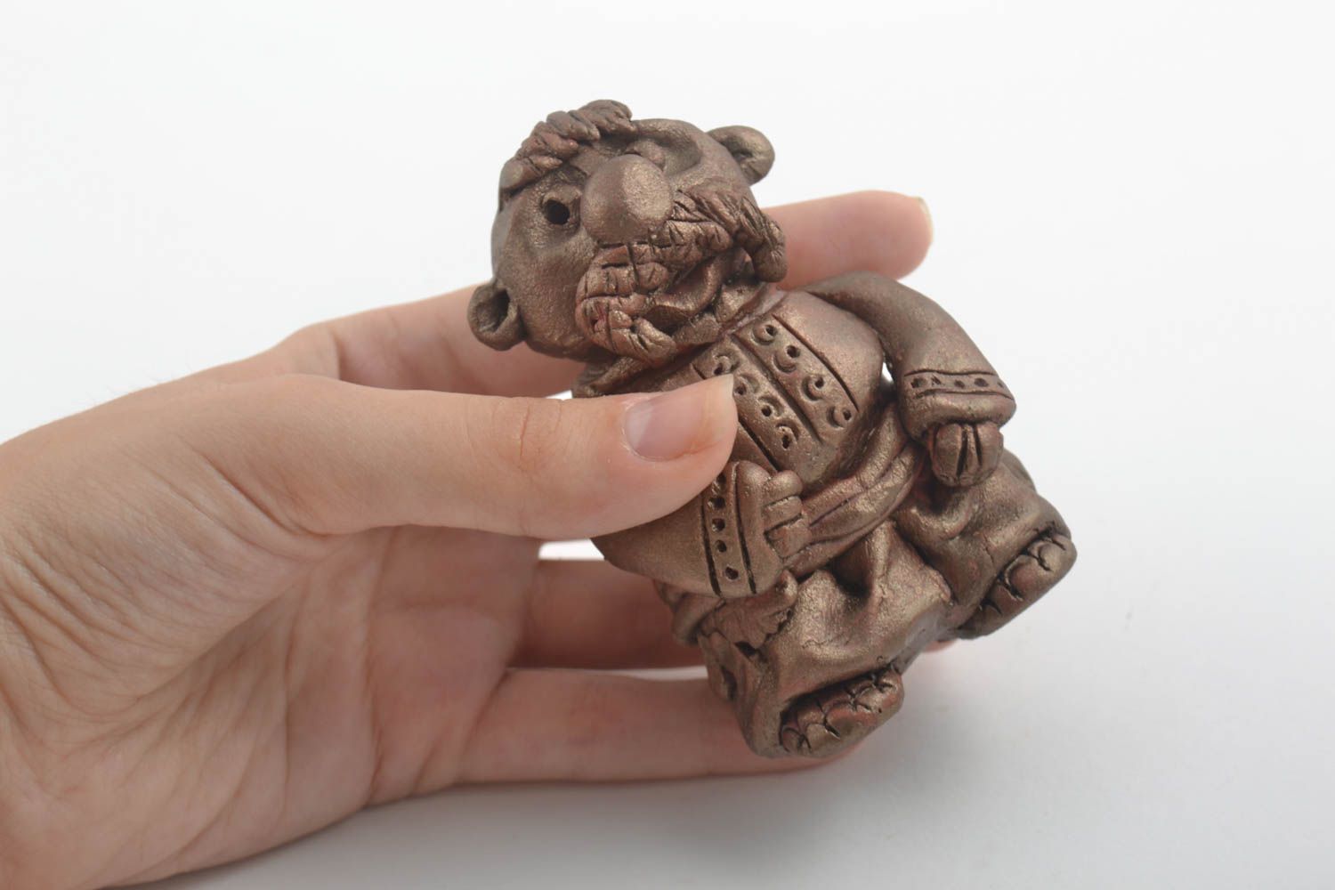 Figurina fatta a mano in ceramica divertente souvenir di terracotta originale foto 2