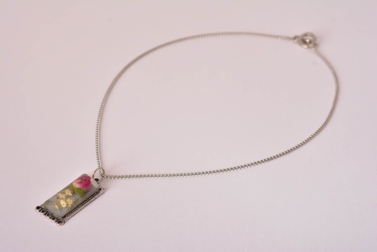 Halsketten Anhänger handmade Epoxidharz Schmuck mit Blumen Geschenk für Mädchen foto 2