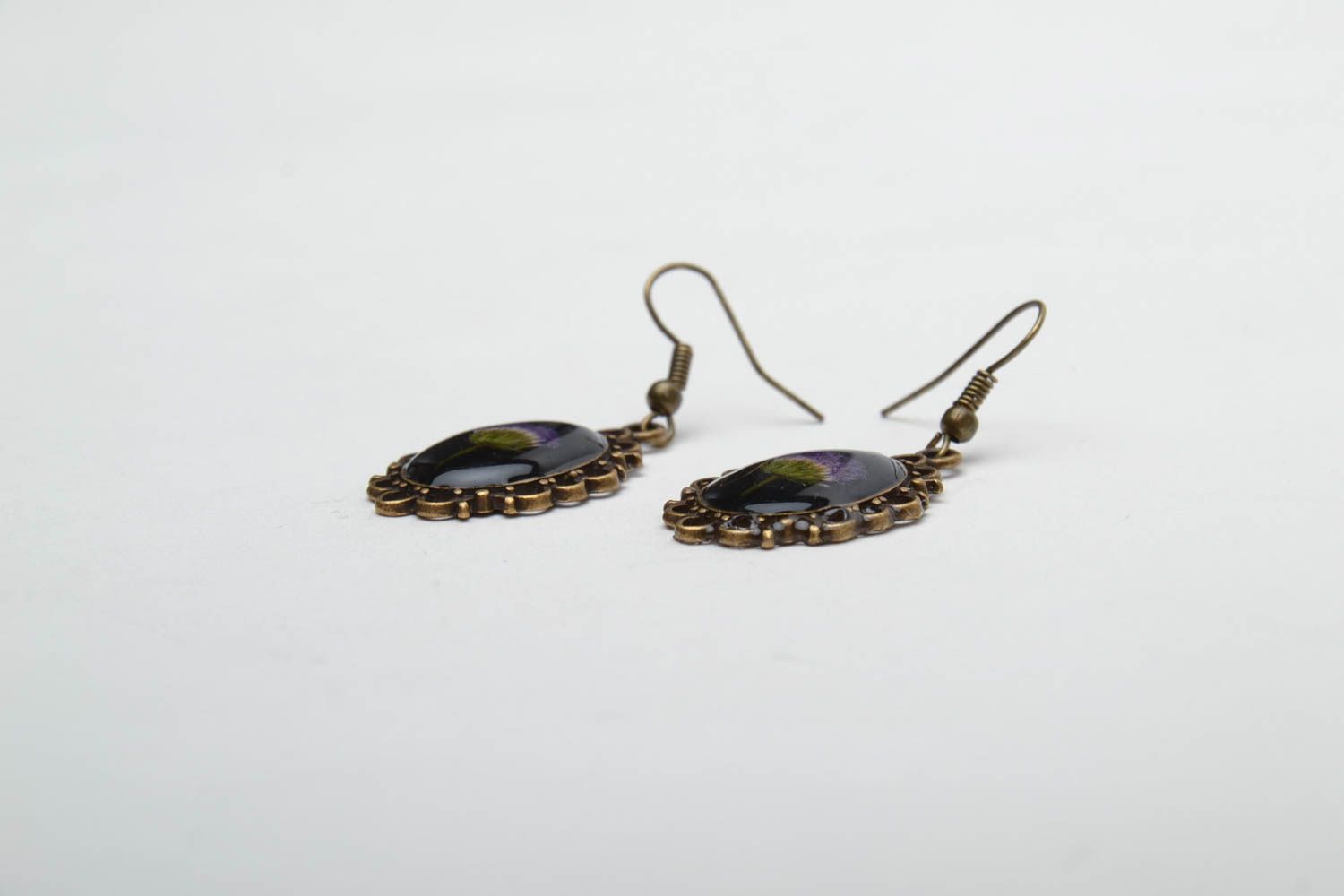 Earrings with real wildflowers photo 4