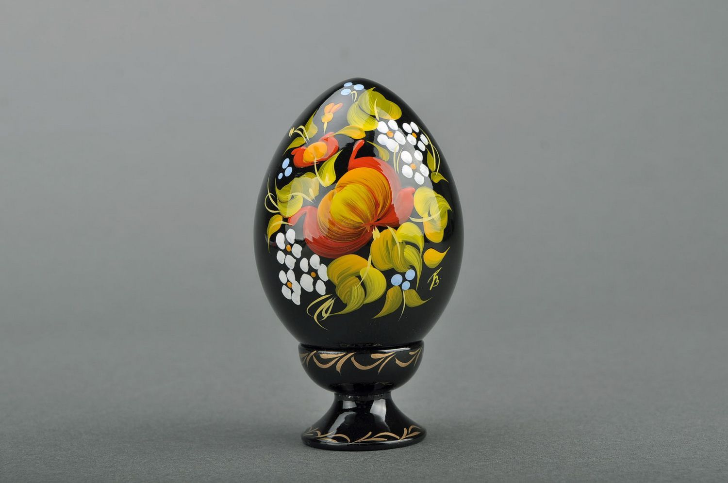 Яйцо декоративное на подставке Пион фото 2