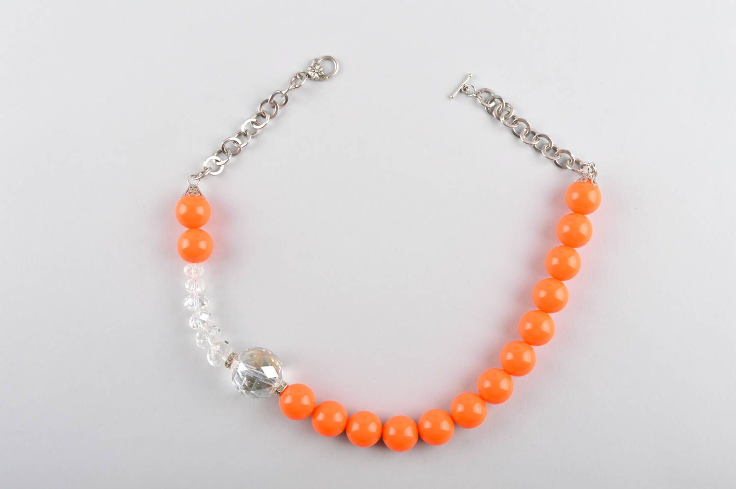 Collier fantaisie Bijou fait main orange perles plastiques Accessoire femme photo 5