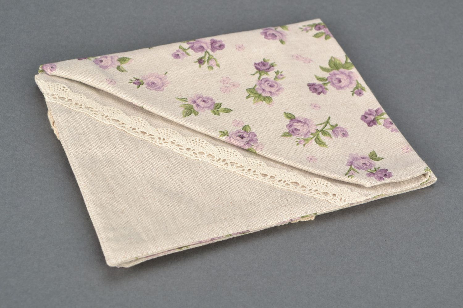 Two-sided handmade decorative fabric napkin photo 4