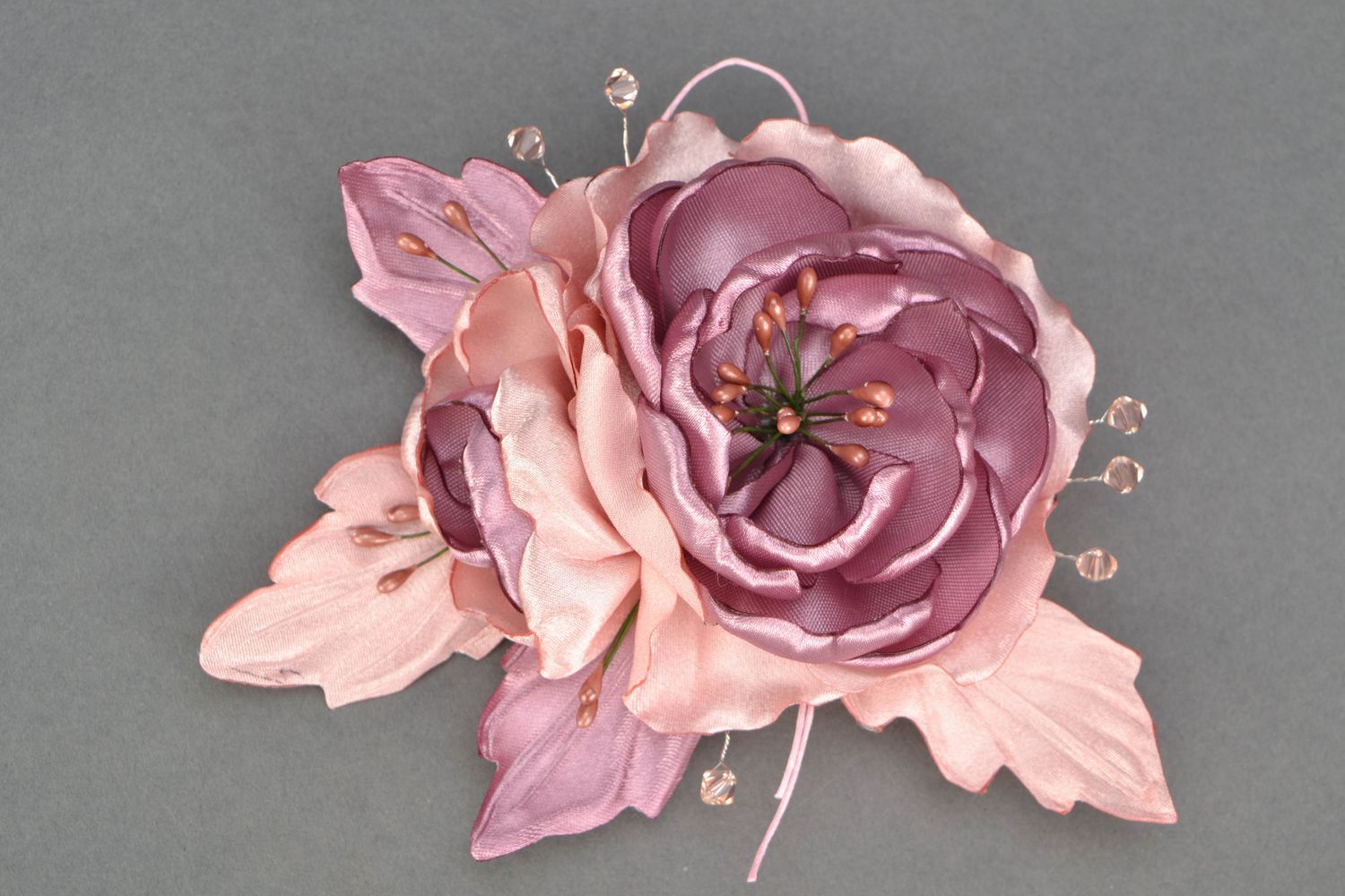 Handmade fabric flower brooch Rose photo 1