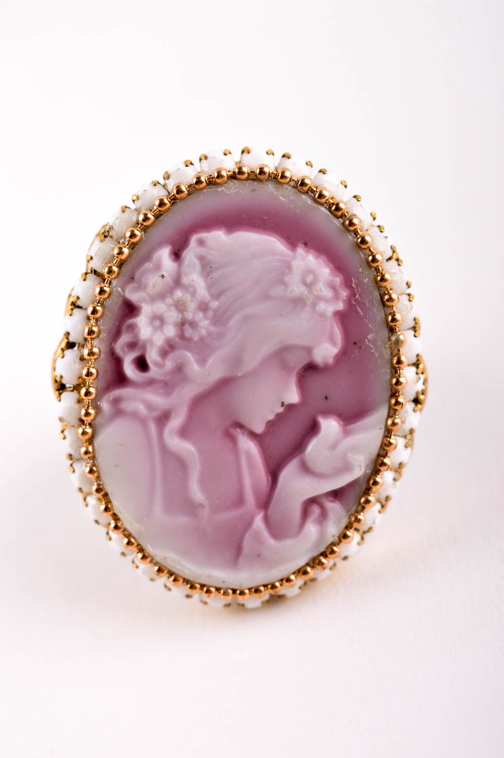 Handgemachter Schmuck rosa Ring Accessoire für Frauen Kamee Ring hübsch oval foto 2