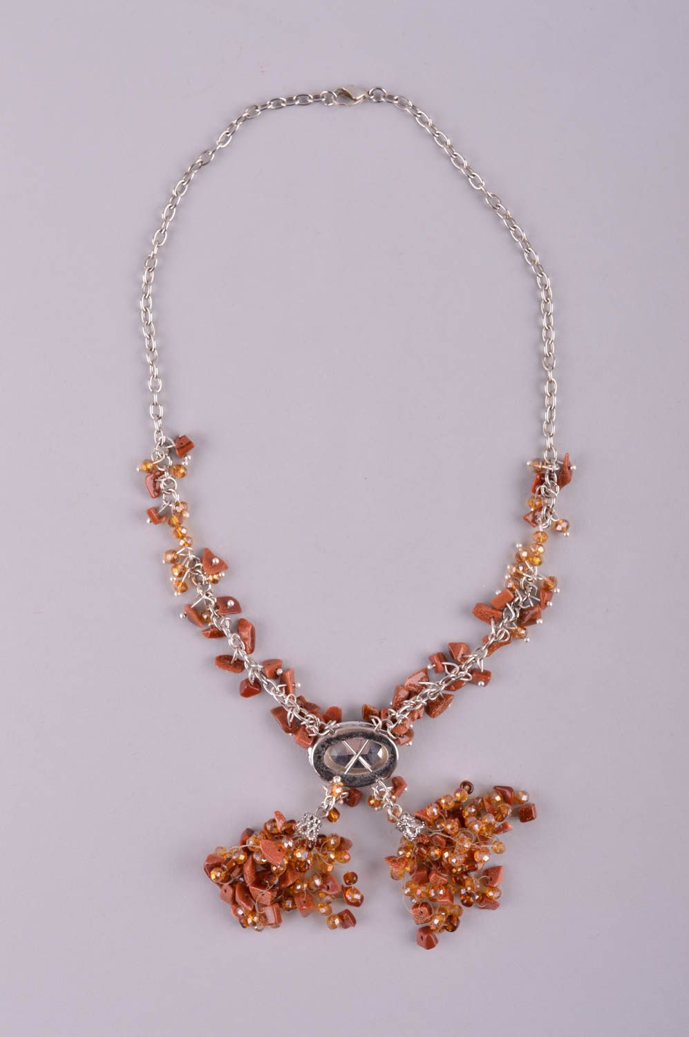 Handmade designer necklace unusual stylish necklace natural stone jewelry photo 5