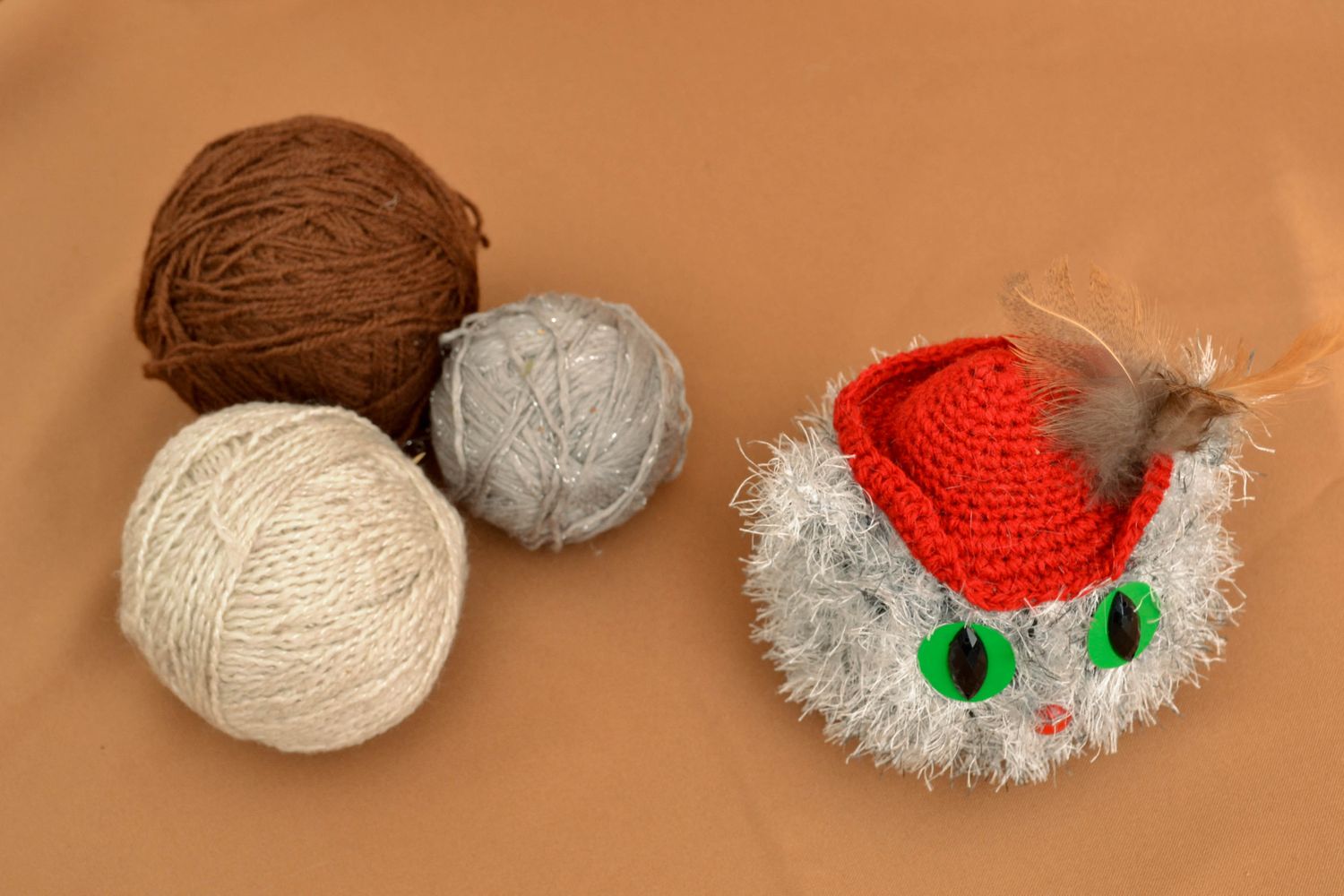 Doudou tricoté original Chat chapeauté photo 5