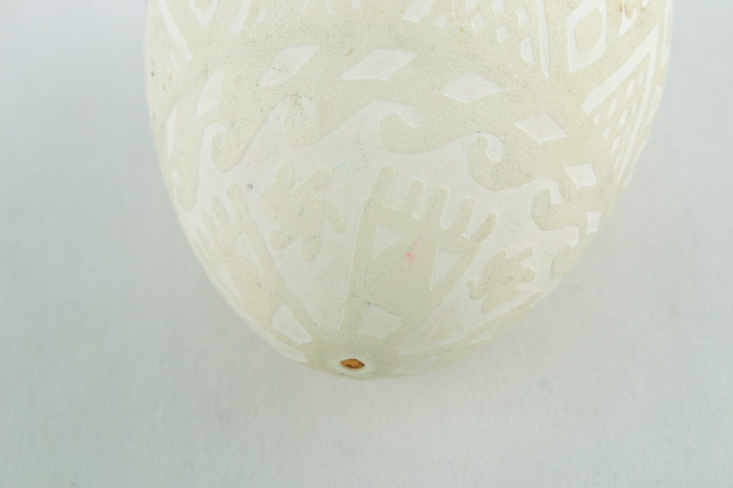 Handmade tender white Easter egg decorated using acid etching technique  photo 3