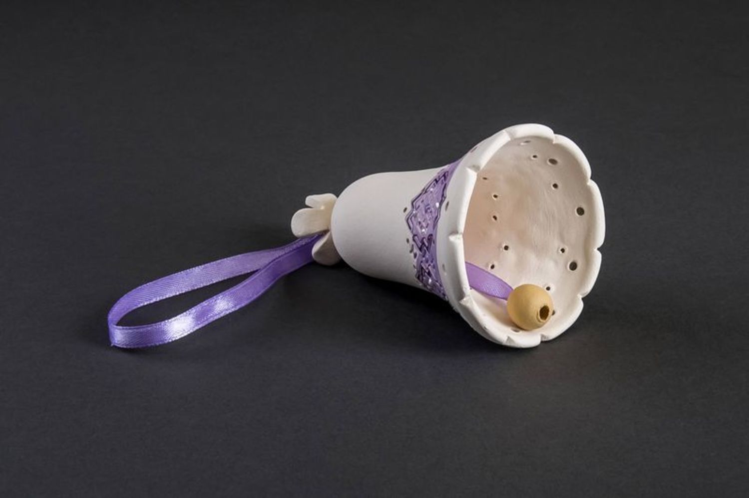 Campanello d'autore in ceramica fatto a mano campanella tenera bianca
 foto 10
