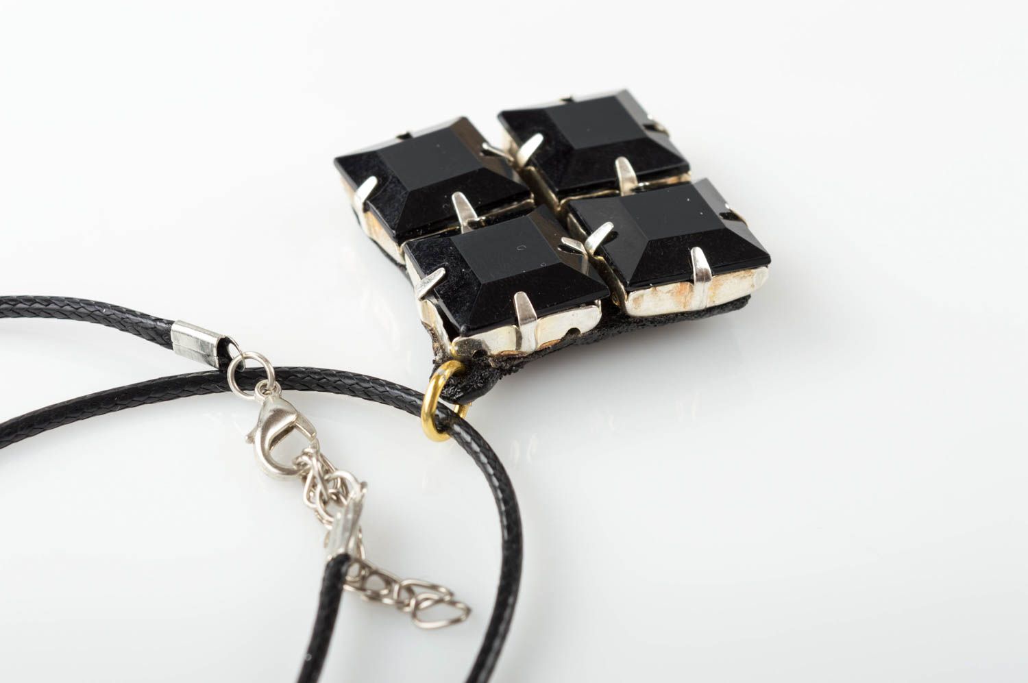 Handmade beautiful pendant unusual necklace made of plastic beads cute accessory photo 5