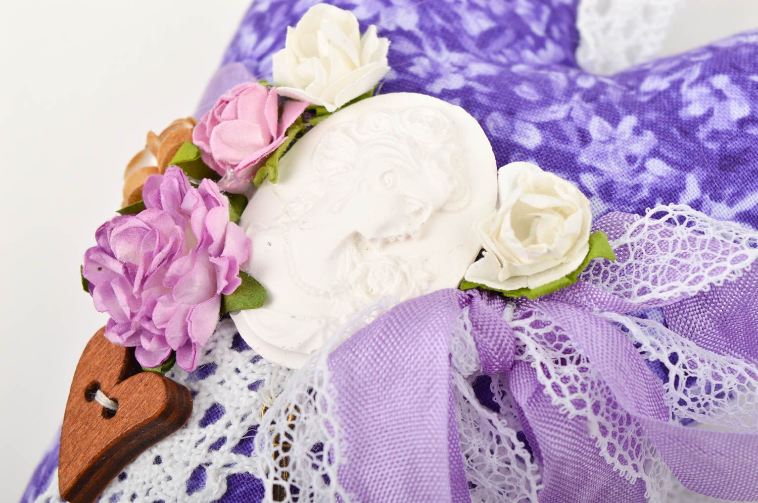 Coeur doux fait main Décoration à suspendre violette en coton Idée cadeau photo 4