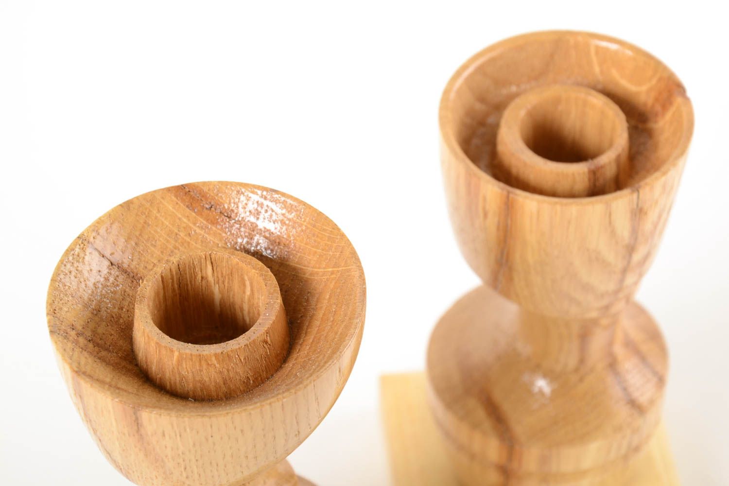 Unusual handmade wooden candlesticks 2 pieces candle holder design gift ideas photo 3