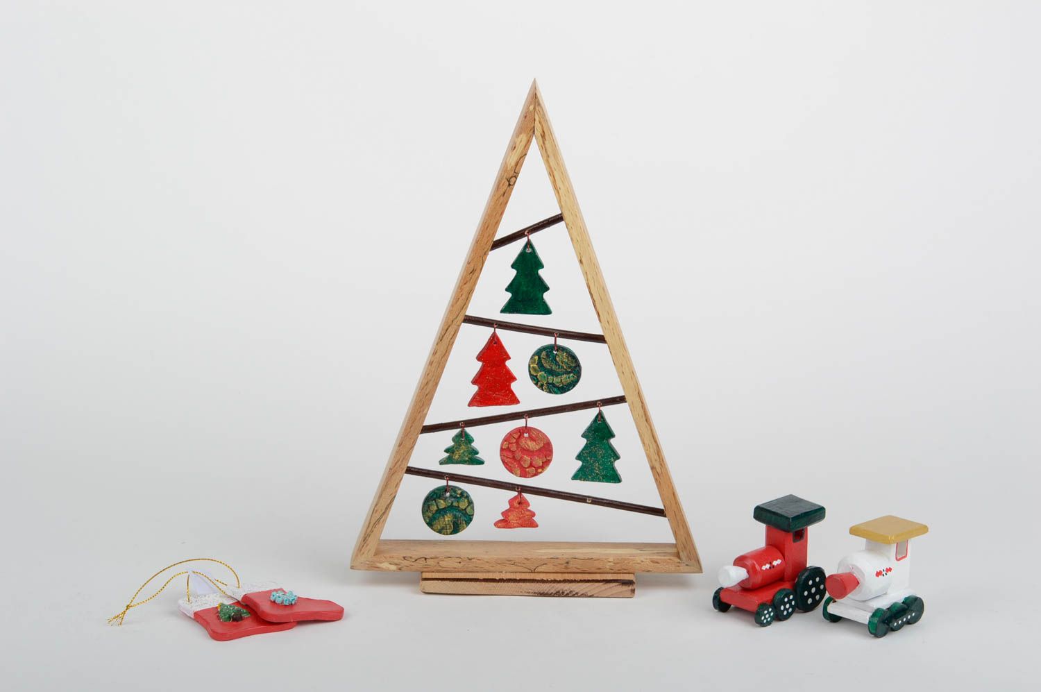 Handmade artificial tree wooden figurine Christmas decor table decor ideas photo 5