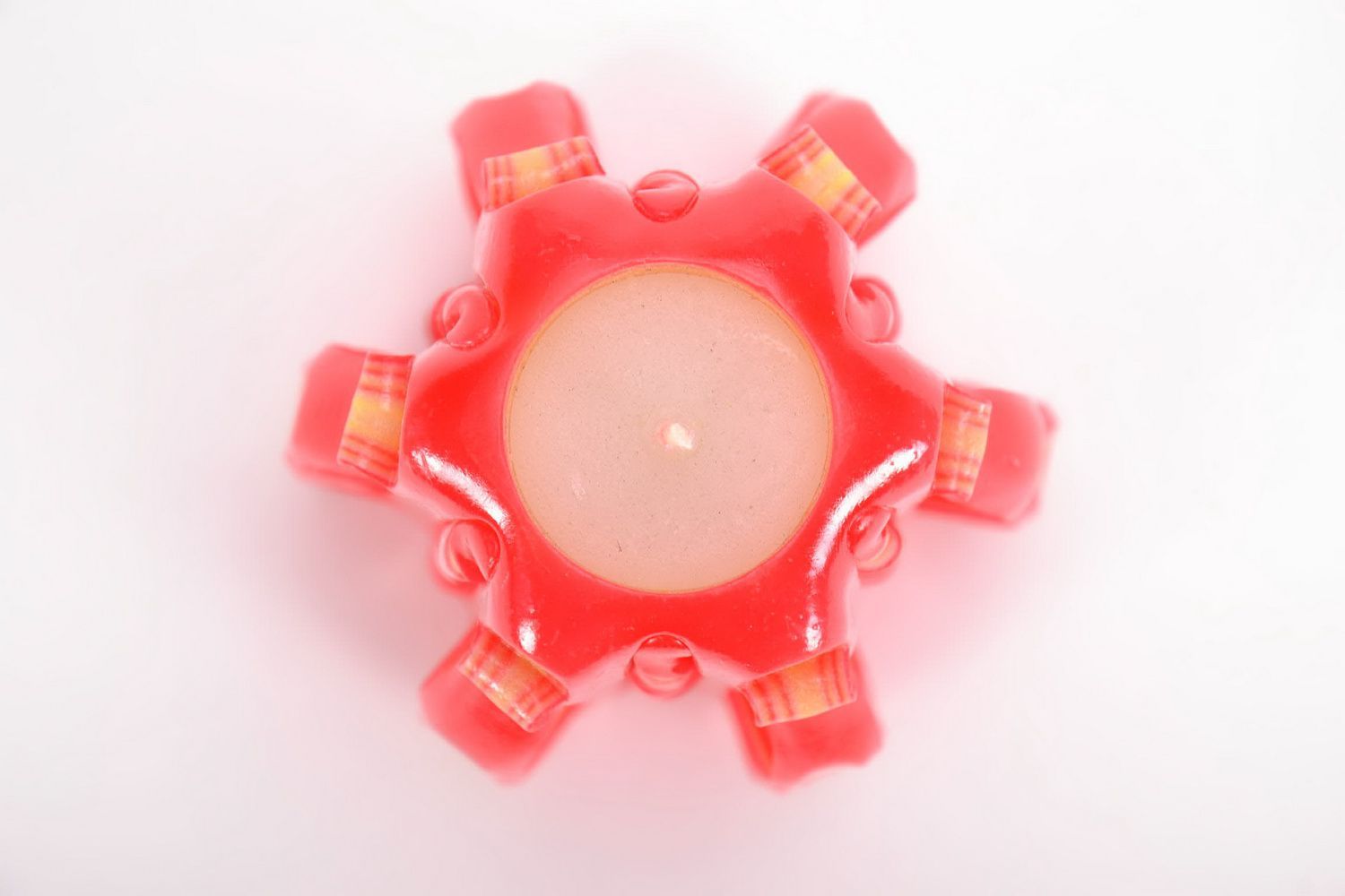 Carved paraffin wax candle Red flower photo 2