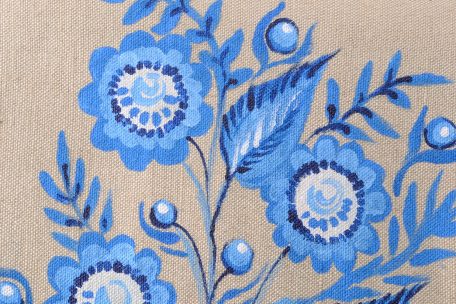 Sac à main peint à fleurs bleues  photo 3