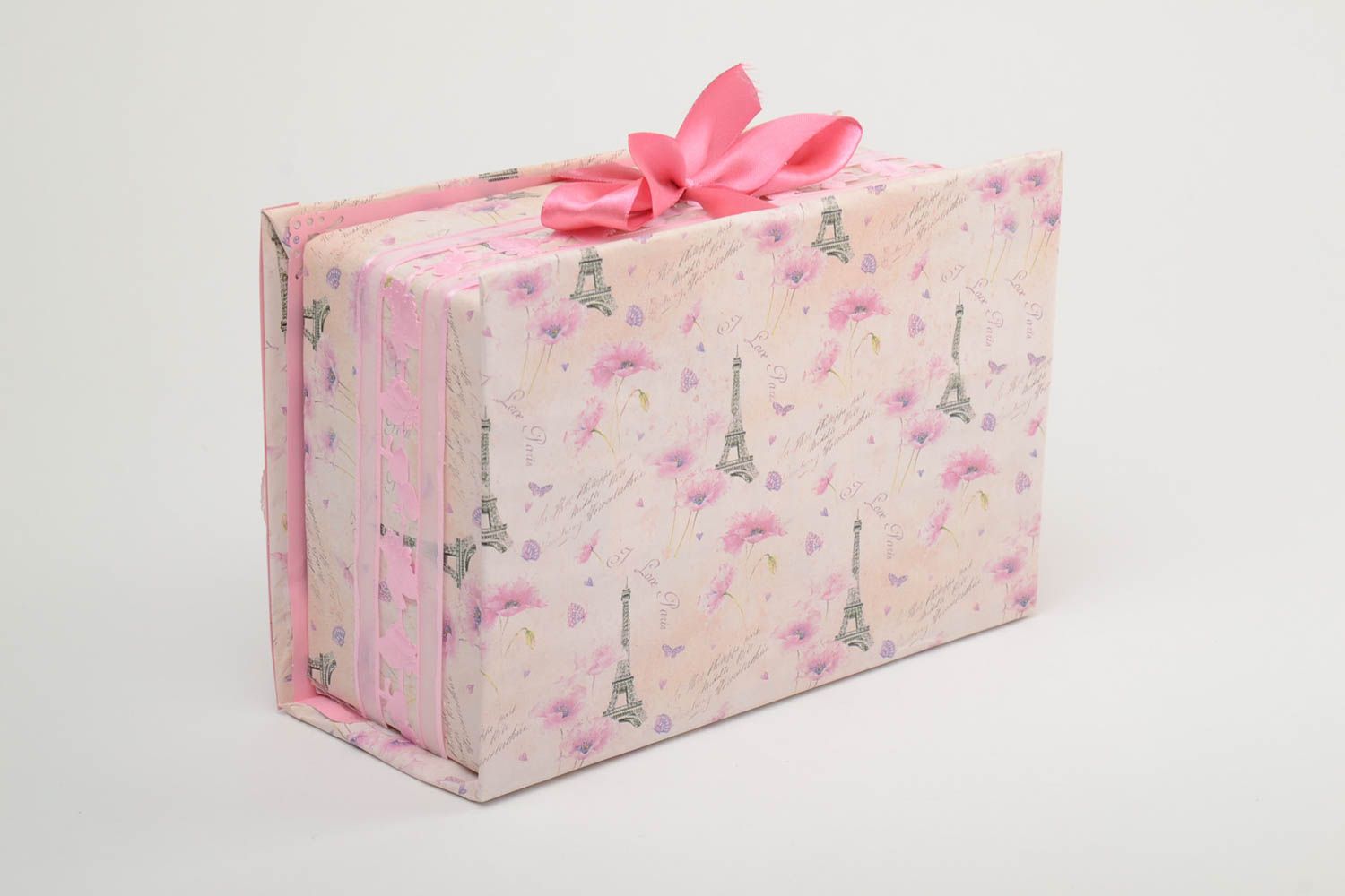 Schöne rosa Schatulle aus Pappe schön für besondere Baby Sachen Designer Handarbeit foto 4
