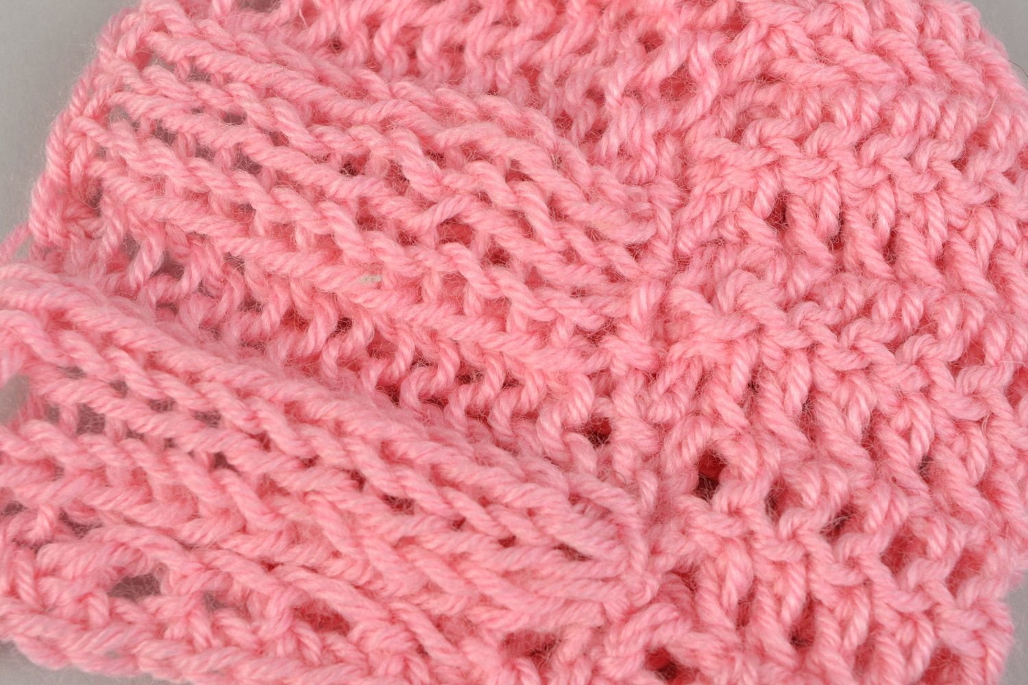 Béguin tricoté pour bébé fille fils acryliques au crochet rose ajouré fait main photo 5