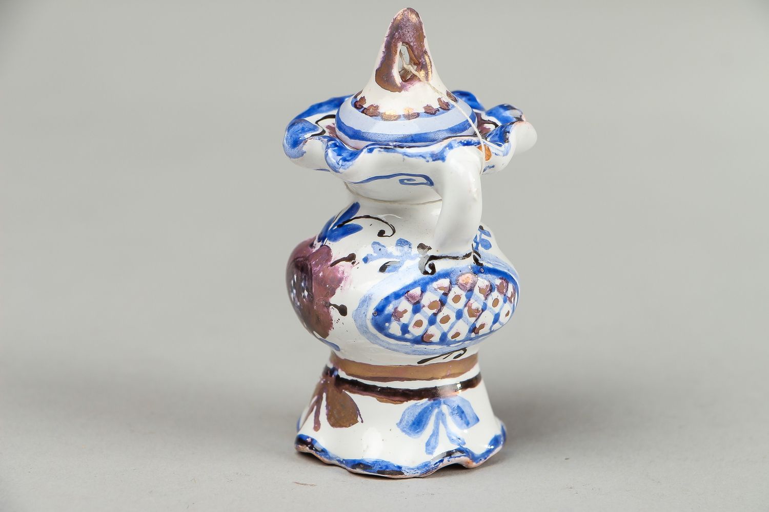 Petit vase en céramique bleu avec couvercle photo 3