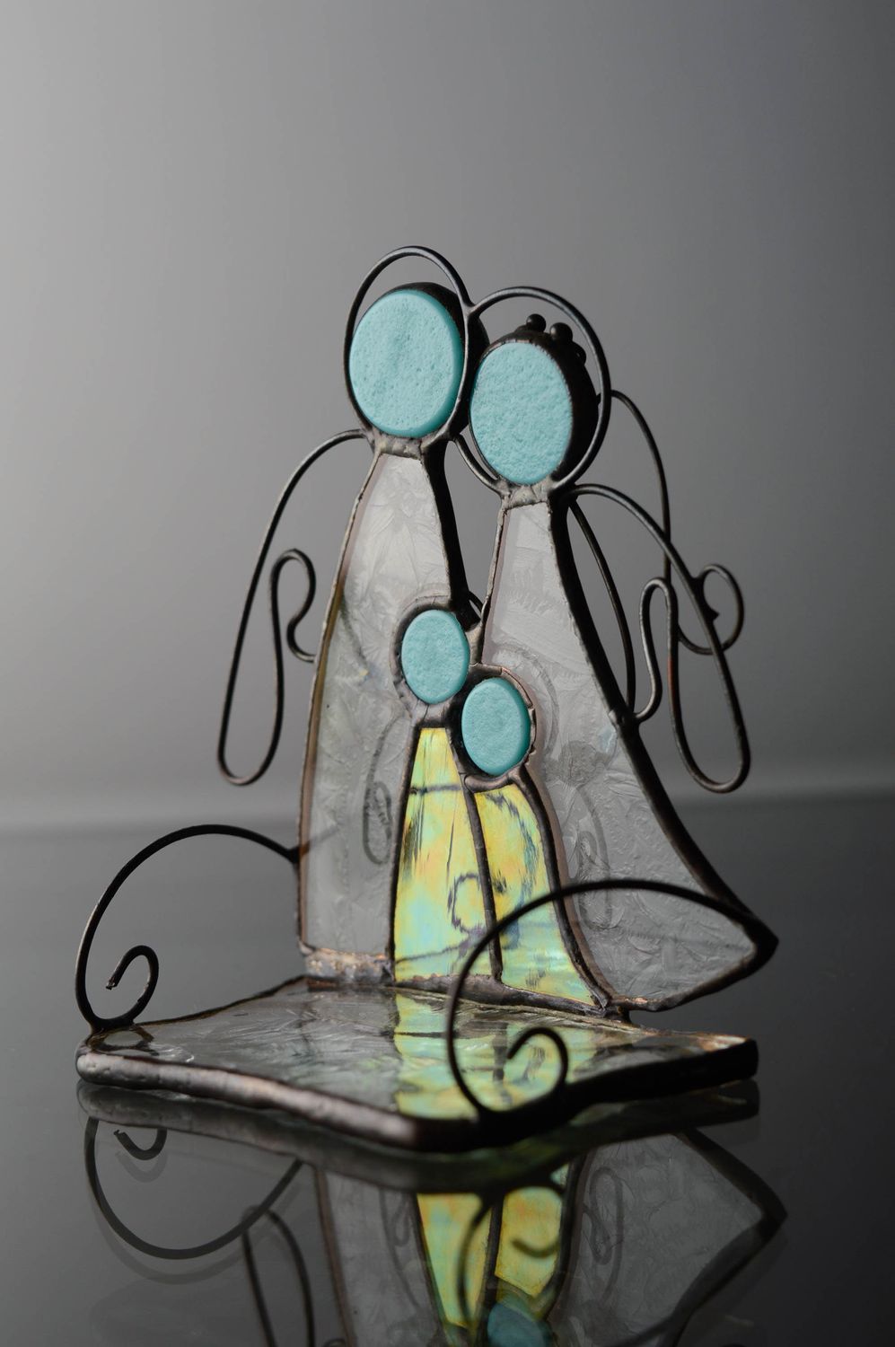 Glass and copper wire candlestick Family Happiness photo 5
