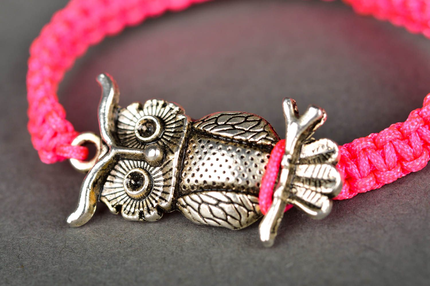 Яркое украшение ручной работы красивый браслет с совой модный браслет розовый фото 4