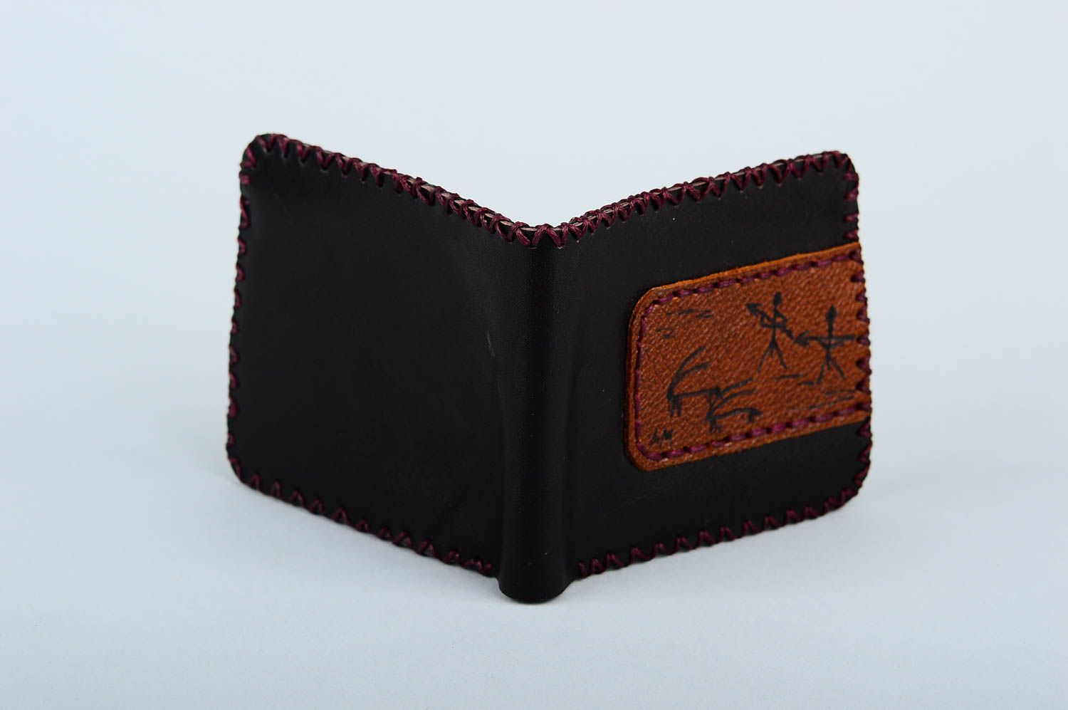 Male stylish purse beautiful handmade accessories black leather present photo 5