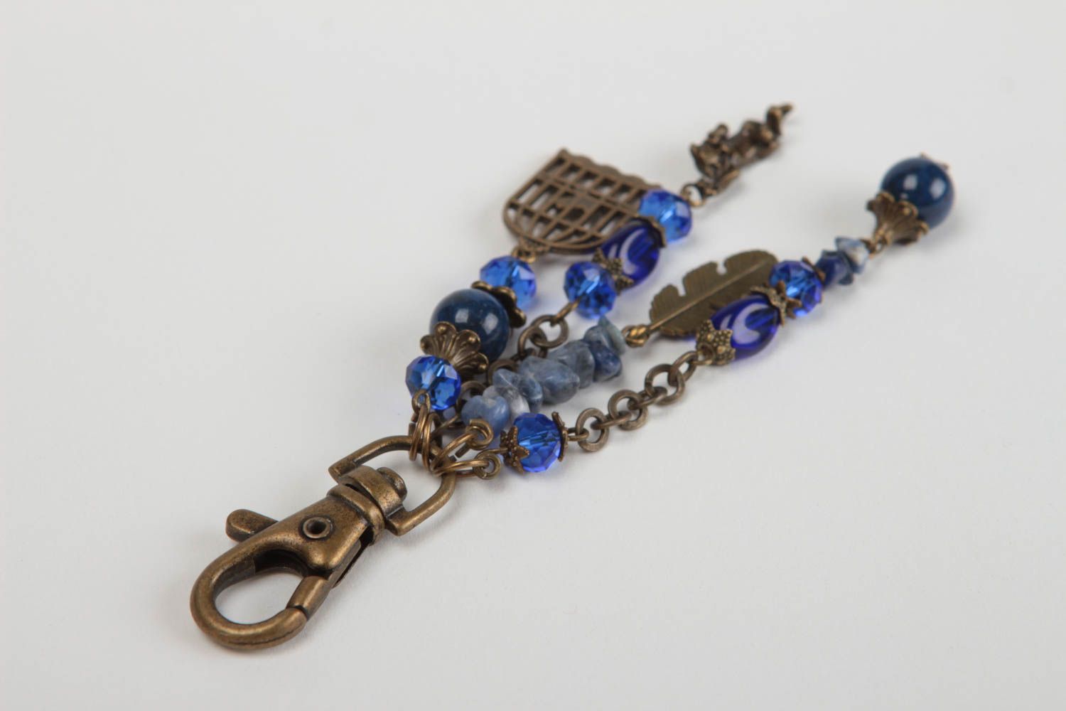 Porte-clés fait main Accessoire design en lazulite et sodalite Cadeau original photo 4