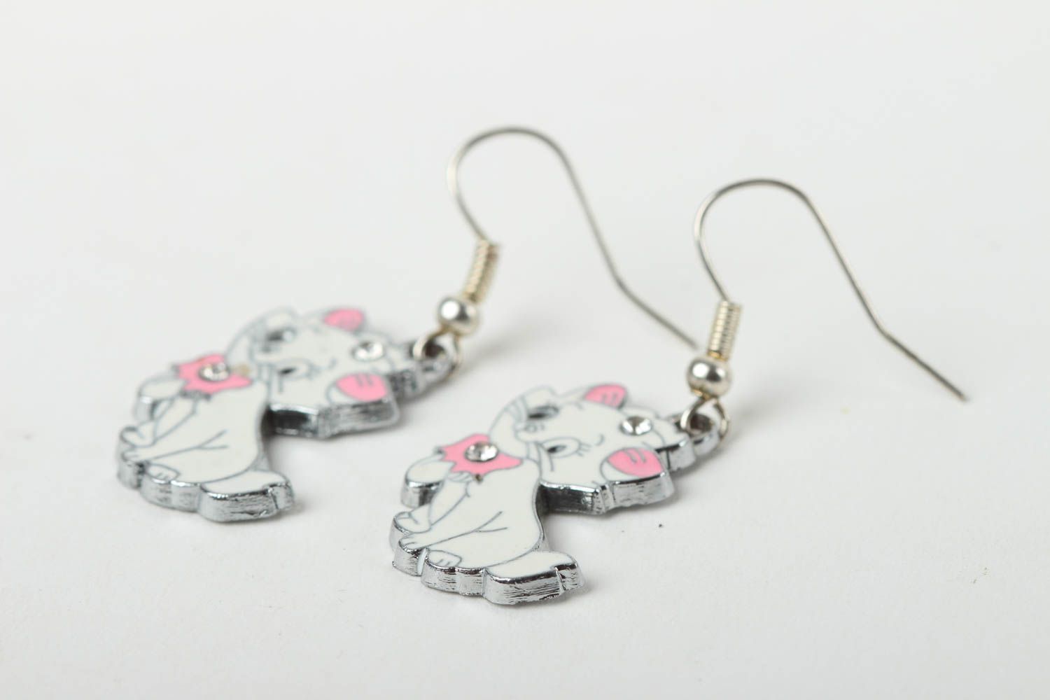 Handmade schöne Metall Ohrringe Katzen Accessoire für Frauen Designer Schmuck  foto 3