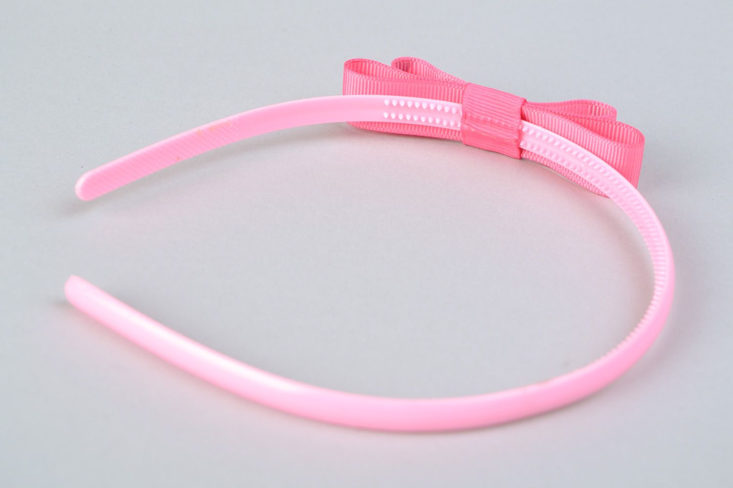 Handmade pink rep ribbon bow headband photo 4