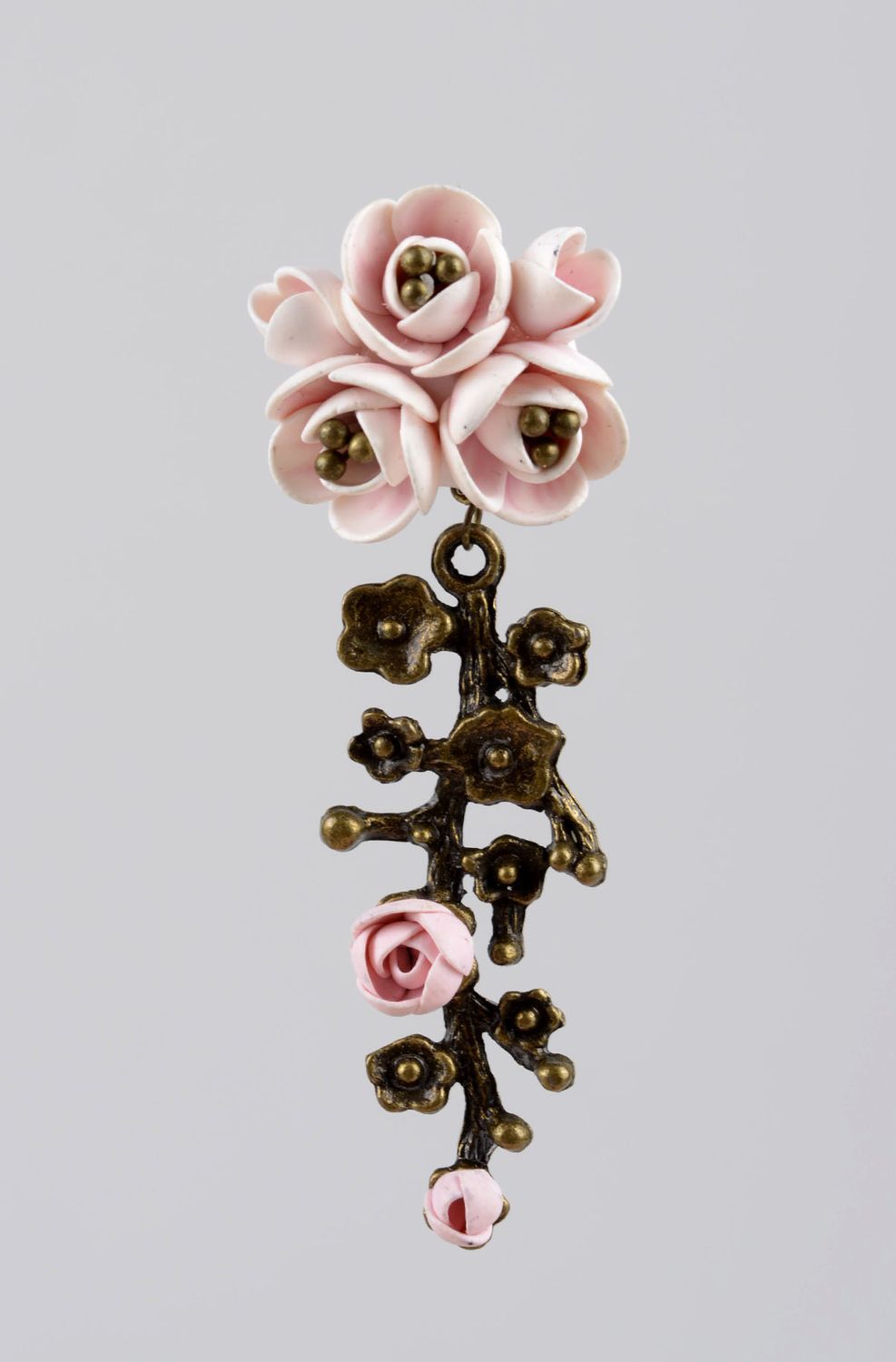 Серьги из полимерной глины украшение ручной работы элитная бижутерия Розы фото 2