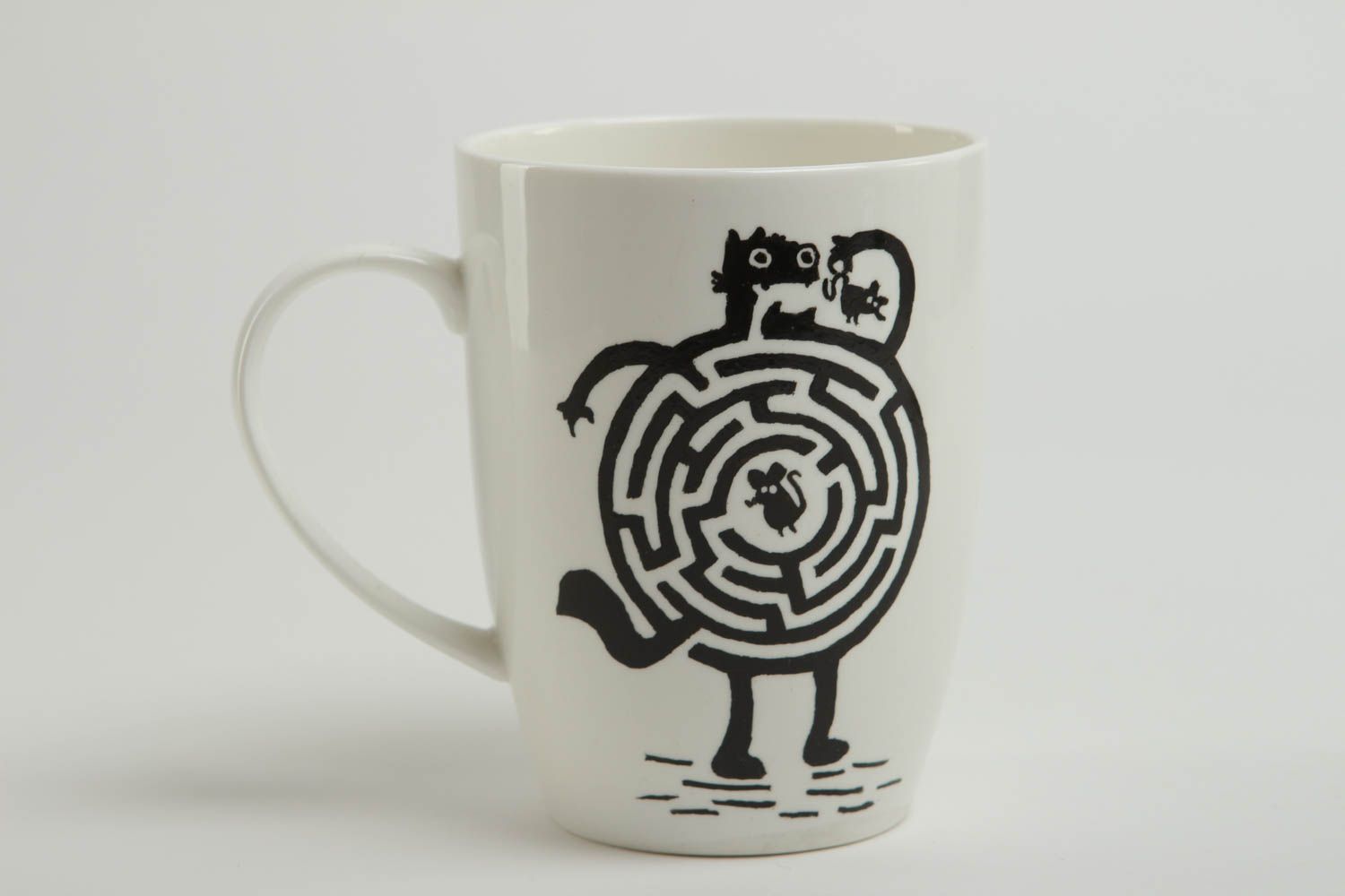 Tasse porcelaine faite main Mug original Vaisselle design 45 cl blanc noir photo 2