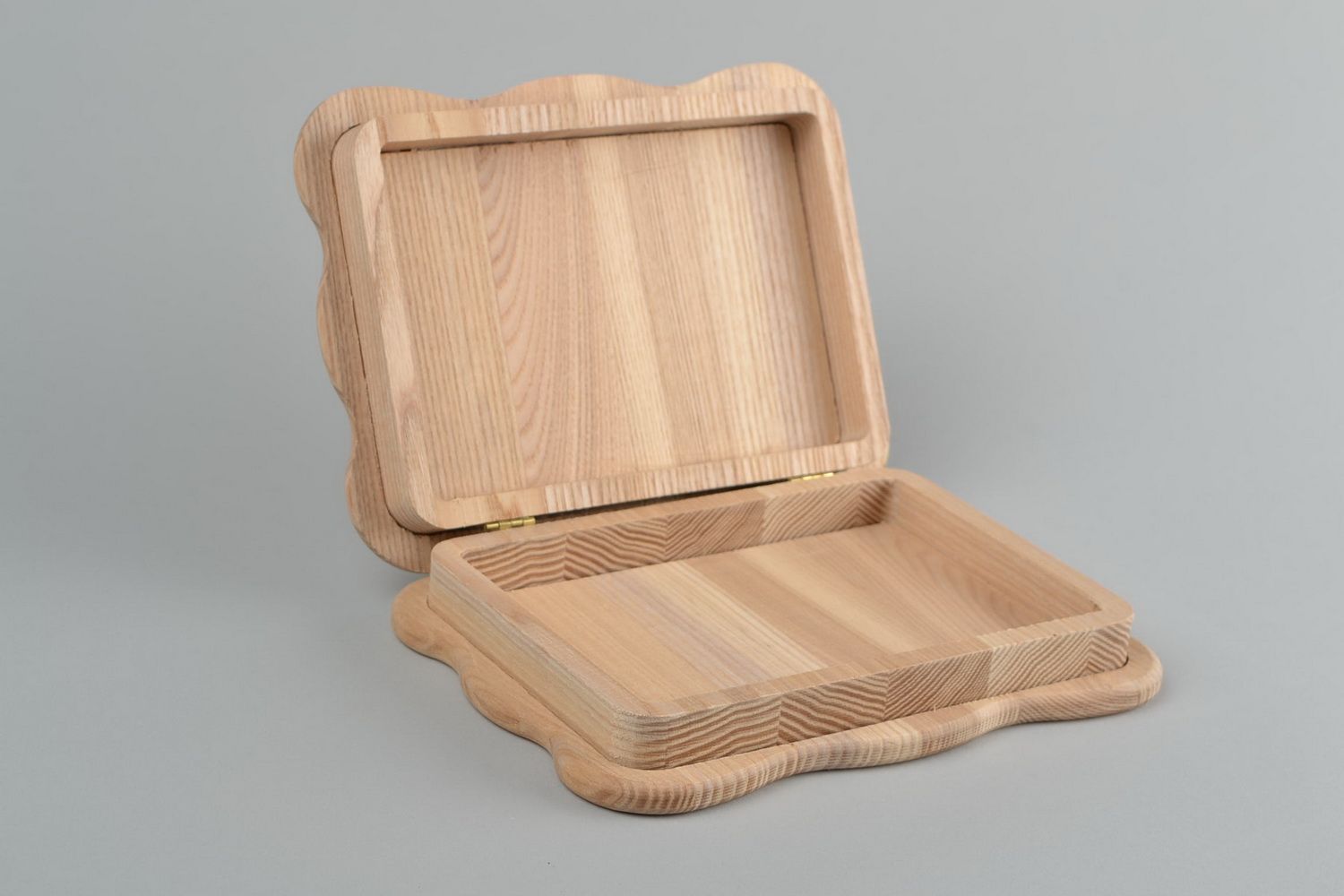 Handgemachter großer Holzschatulle Rohling für Decoupage aus Eschenholz poliert foto 4