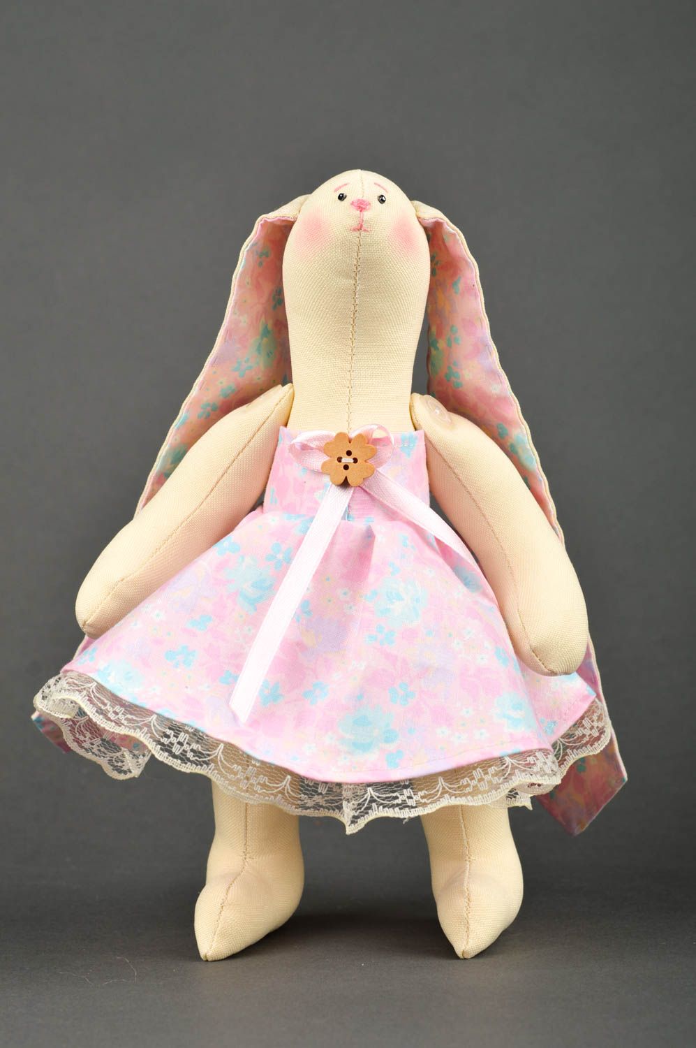 Игрушка заяц ручной работы авторская игрушка стильный подарок из ткани фото 2