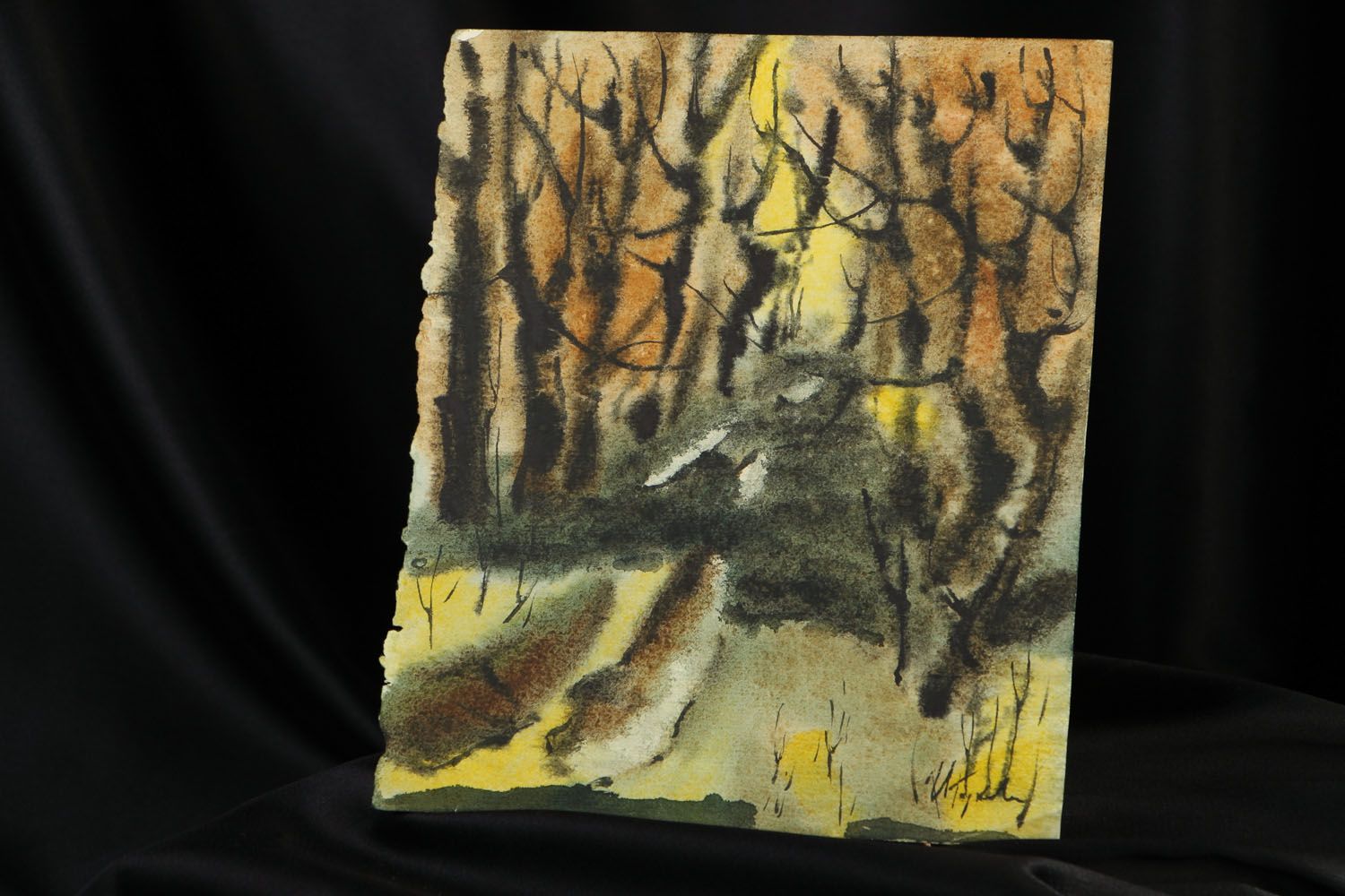 Картина написанная акварельными красками Дорога в лес фото 5