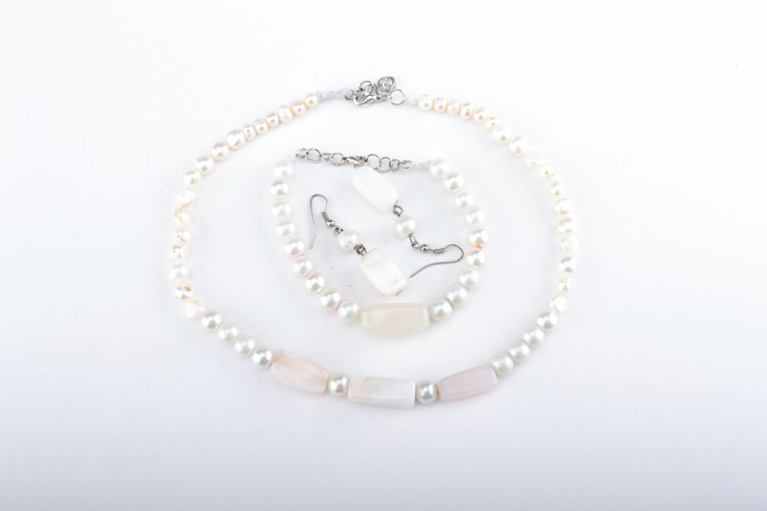 Jewelry set with pearl and agate photo 1