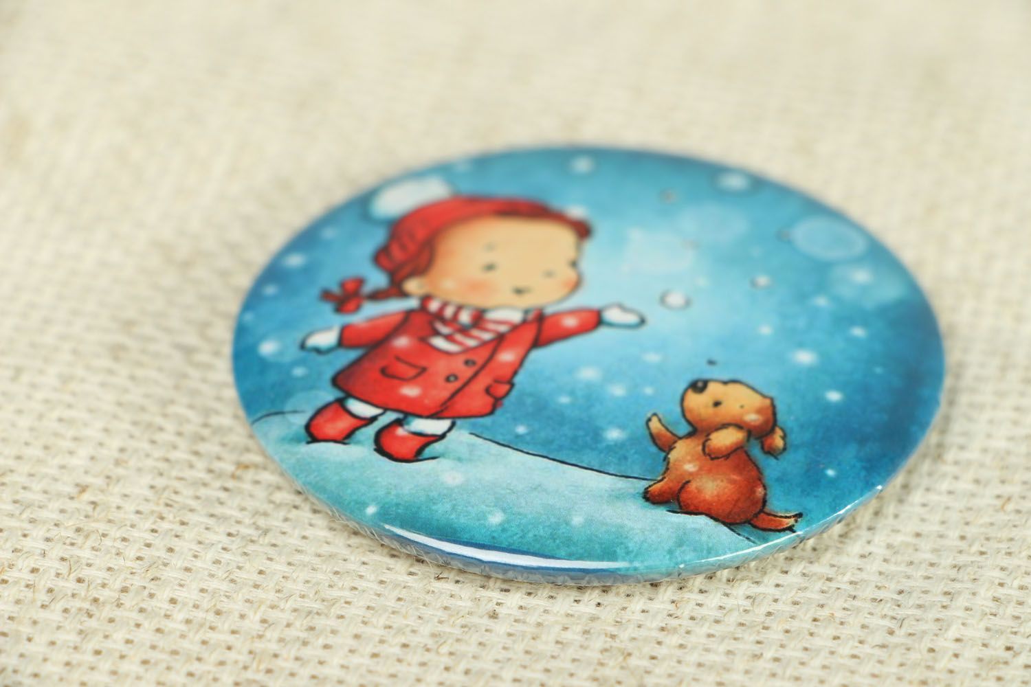 Pocket mirror with winter landscape photo 2